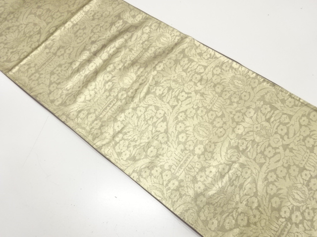 JAPANESE KIMONO / ANTIQUE FUKURO OBI / SILK / WOVEN FLORAL SARASA